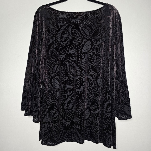 Ruby Rd Womens 1X Black Paisley Velvet Burnout Tunic Top Whimsigoth Witchy - Picture 3 of 7